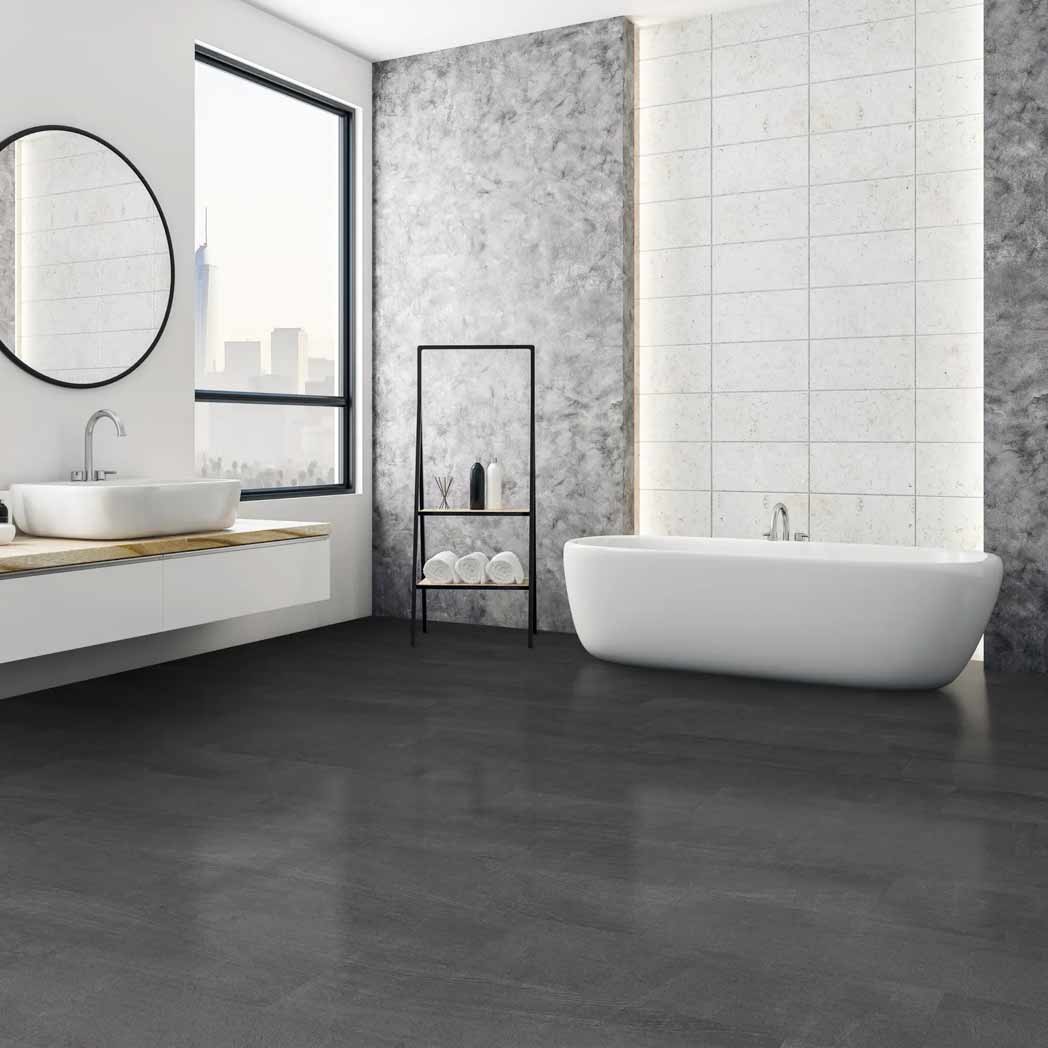 Cali Floors Laminate Shorebreak Collection Black Sands Marble room