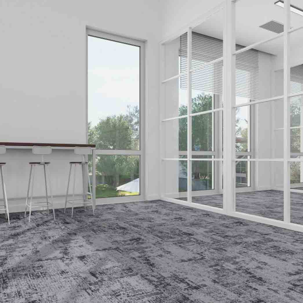 Kraus Carpet Tile Organic Tile 8004C Storm Cloud Gray room