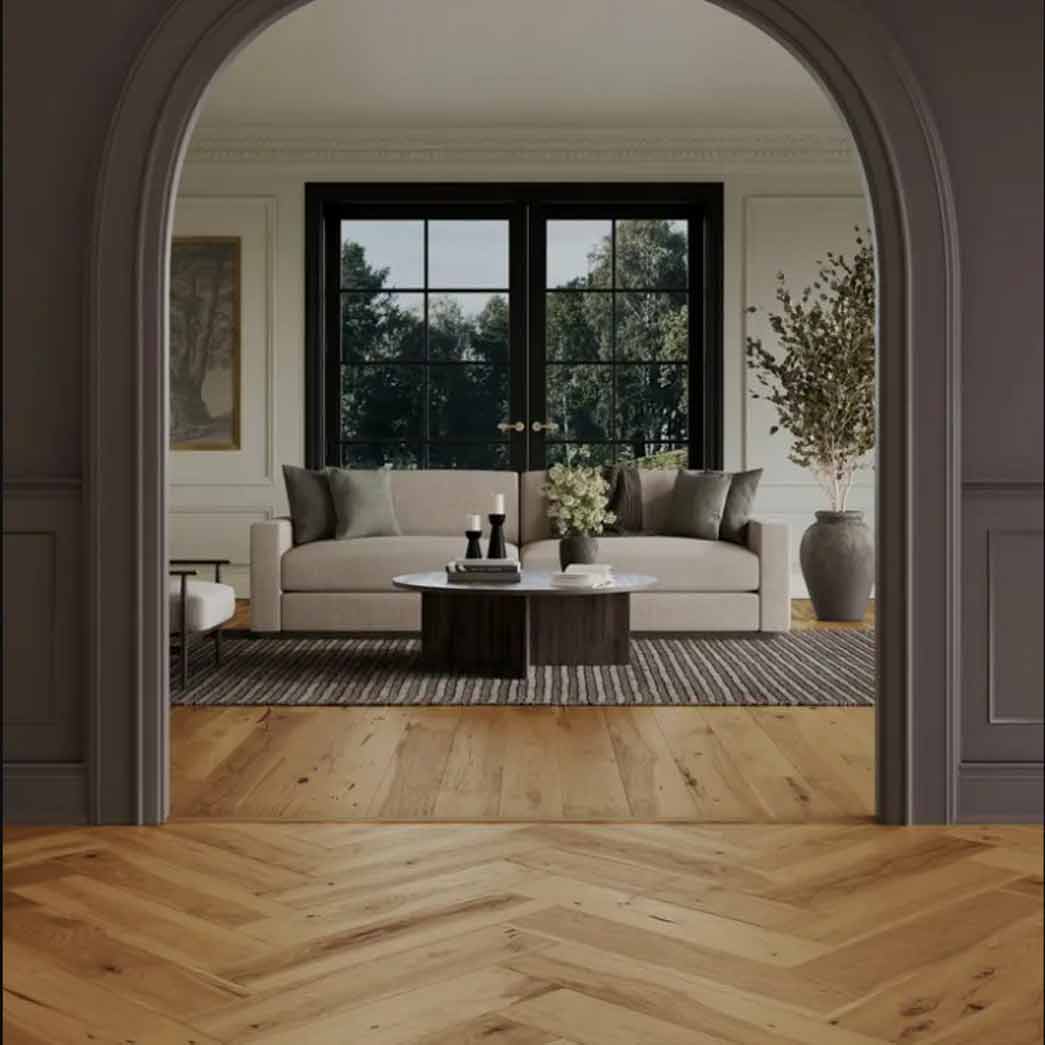 Mannington Engineered Hardwood Maison Collection Provence Herringbone Champagne MSPH07CHP1 room