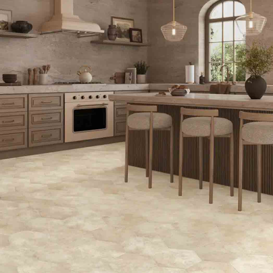 Mannington WPC LVP Adura Apex Luxxe Hexagon Pearl APS201 room