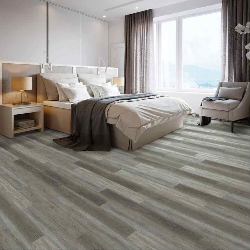 Matrexx Floors Glue Down Luxury Vinyl Plank Sawmill Road Stone Gray Oak NXF436012 room