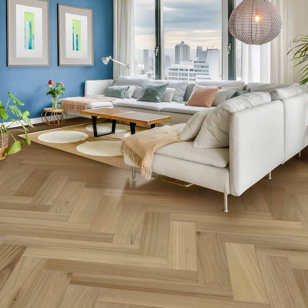 Norwood Hill European Walnut Engineered Hardwood Carriage Herringbone Imperial DMEWHB006 room