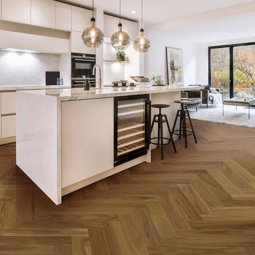 Norwood Hill European Walnut Engineered Hardwood Carriage Herringbone Lavish DMEWHB010 room