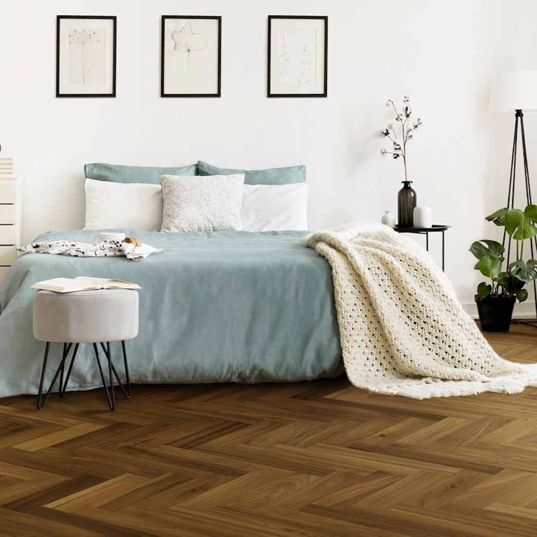 Norwood Hill European Walnut Engineered Hardwood Carriage Herringbone Regal DMEWHB001 room