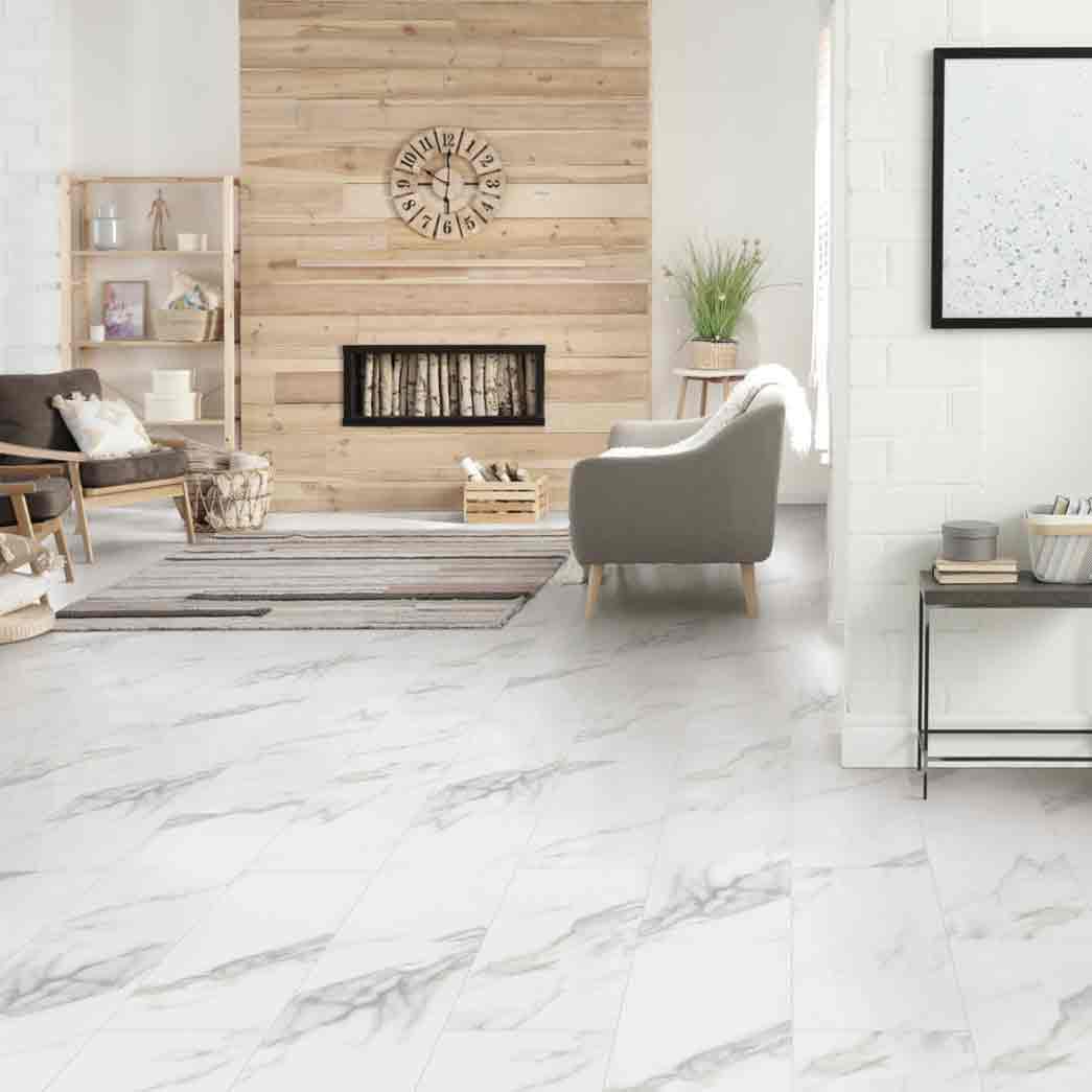 Progen 12x24 LVT Calacatta Marble Pearl TAR270288006 room