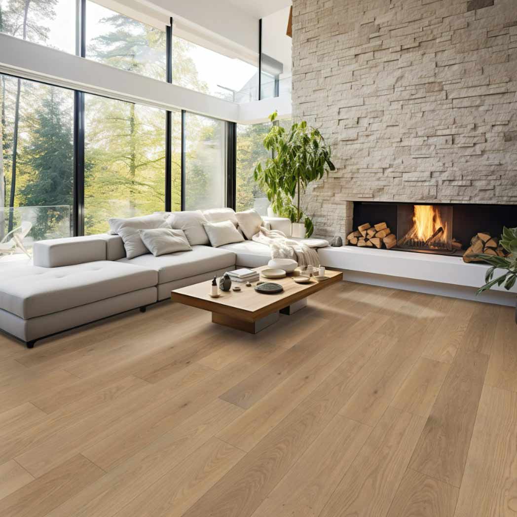 Stanton Carpet French White Oak Engineered Hardwood Hudson Harvest 82505 room