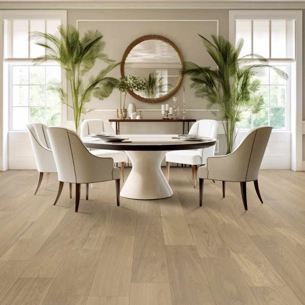 Stanton Carpet French White Oak Engineered Hardwood Hudson Moonlight 82503 room