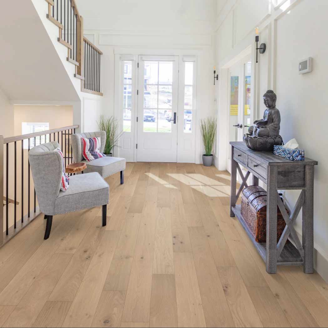 Stanton Carpet French White Oak Engineered Hardwood SoHo Beach Stone 19801 room