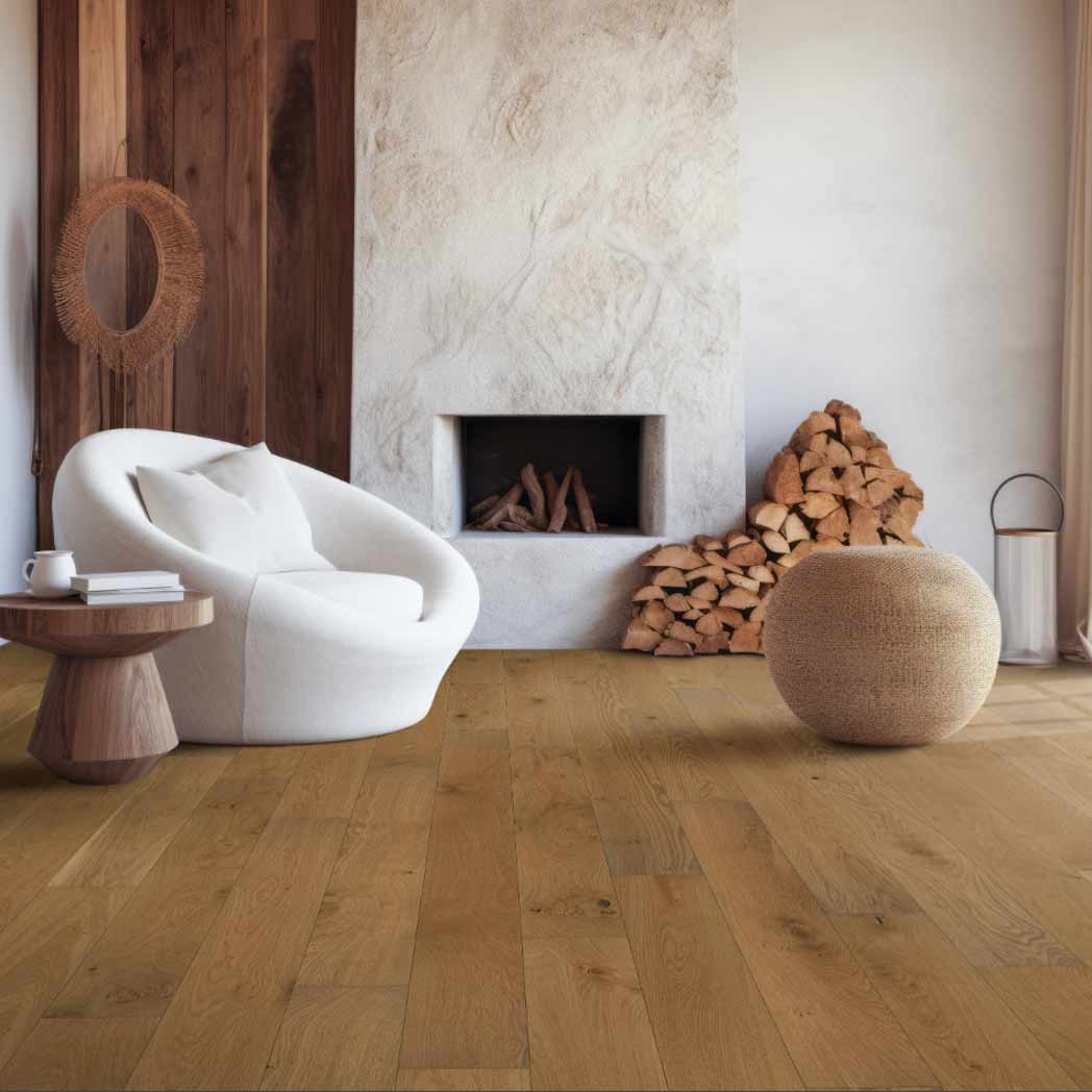 Stanton Carpet French White Oak Engineered Hardwood SoHo Honey Wheat 19803 room