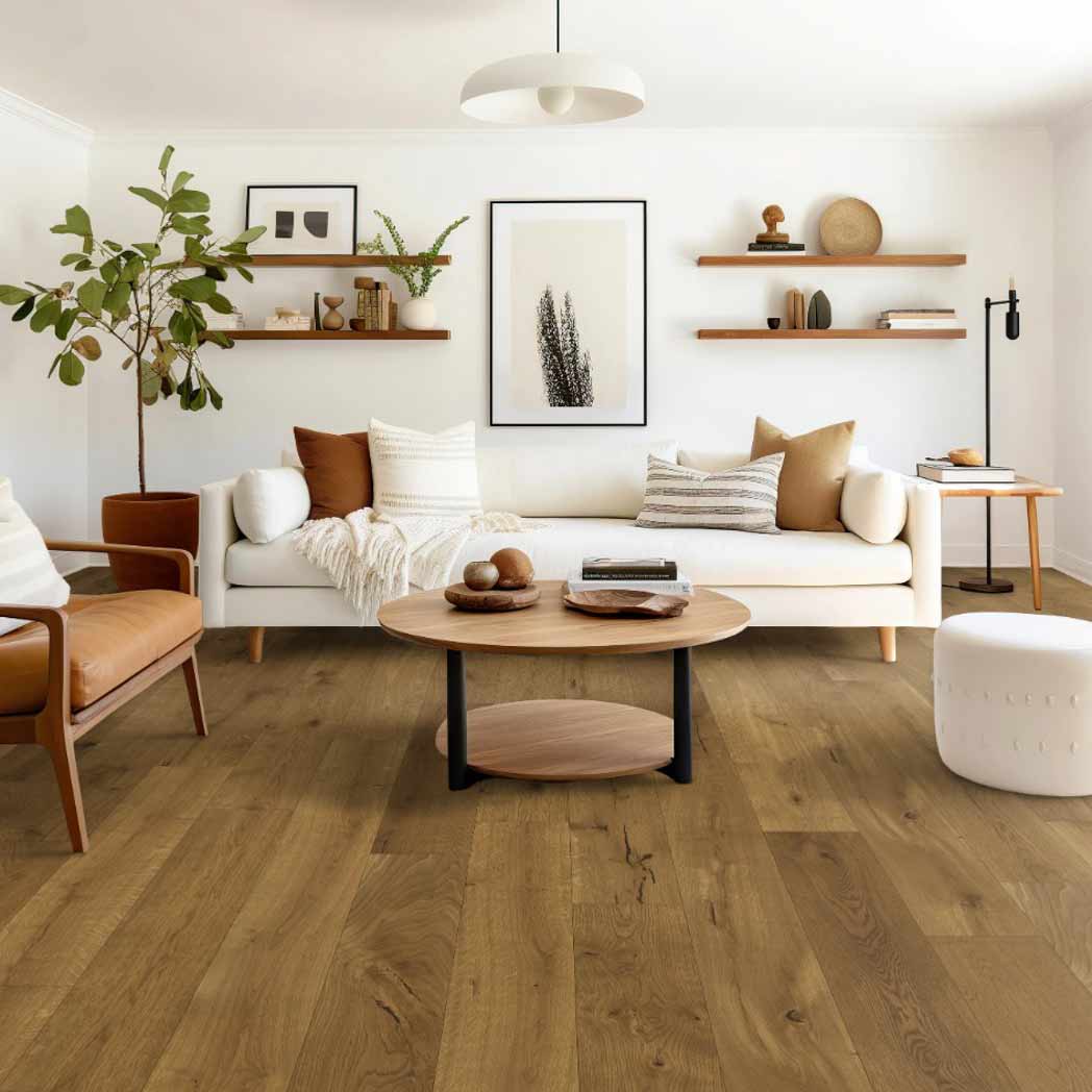 Stanton Carpet French White Oak Engineered Hardwood Uptown Carmel Cognac 52508 room