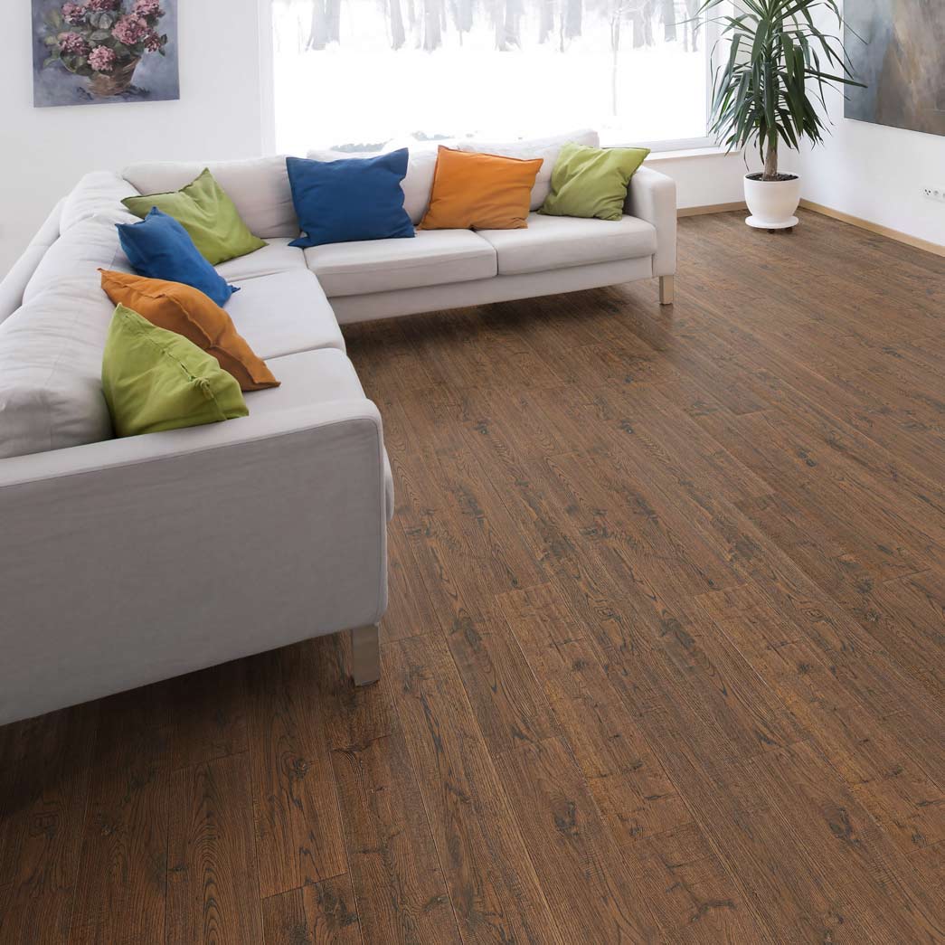 Terra Floors Oakley-Bates-Sunset Solid Oak Prefinished Handscraped Hardwood Flooring-Room-Scene