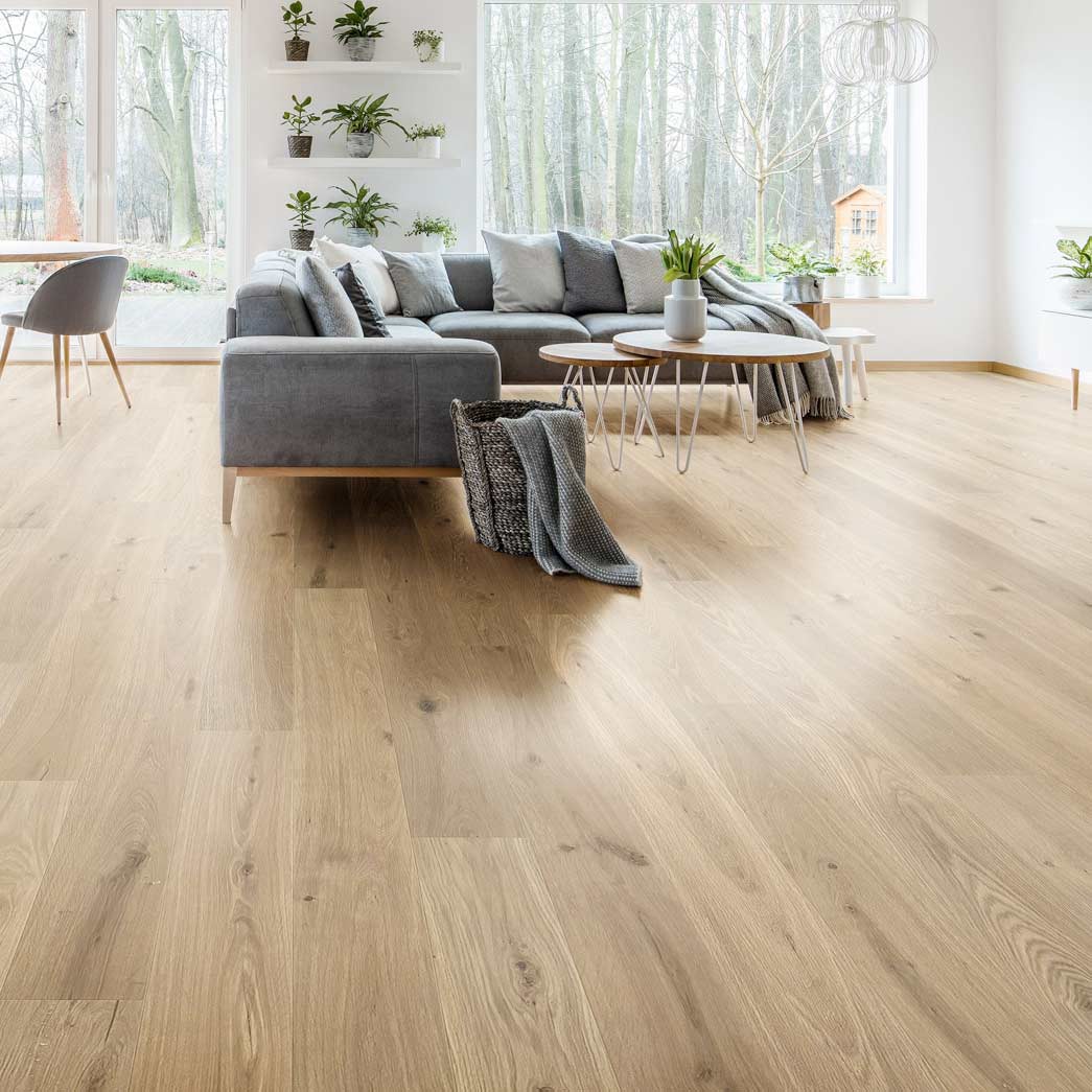 Terra Floors Quercus Harvest-Laurel 9/16" European White Oak 3mm Veneer Wirebrushed 7.5" Engineered Hardwood Flooring-Room Scene