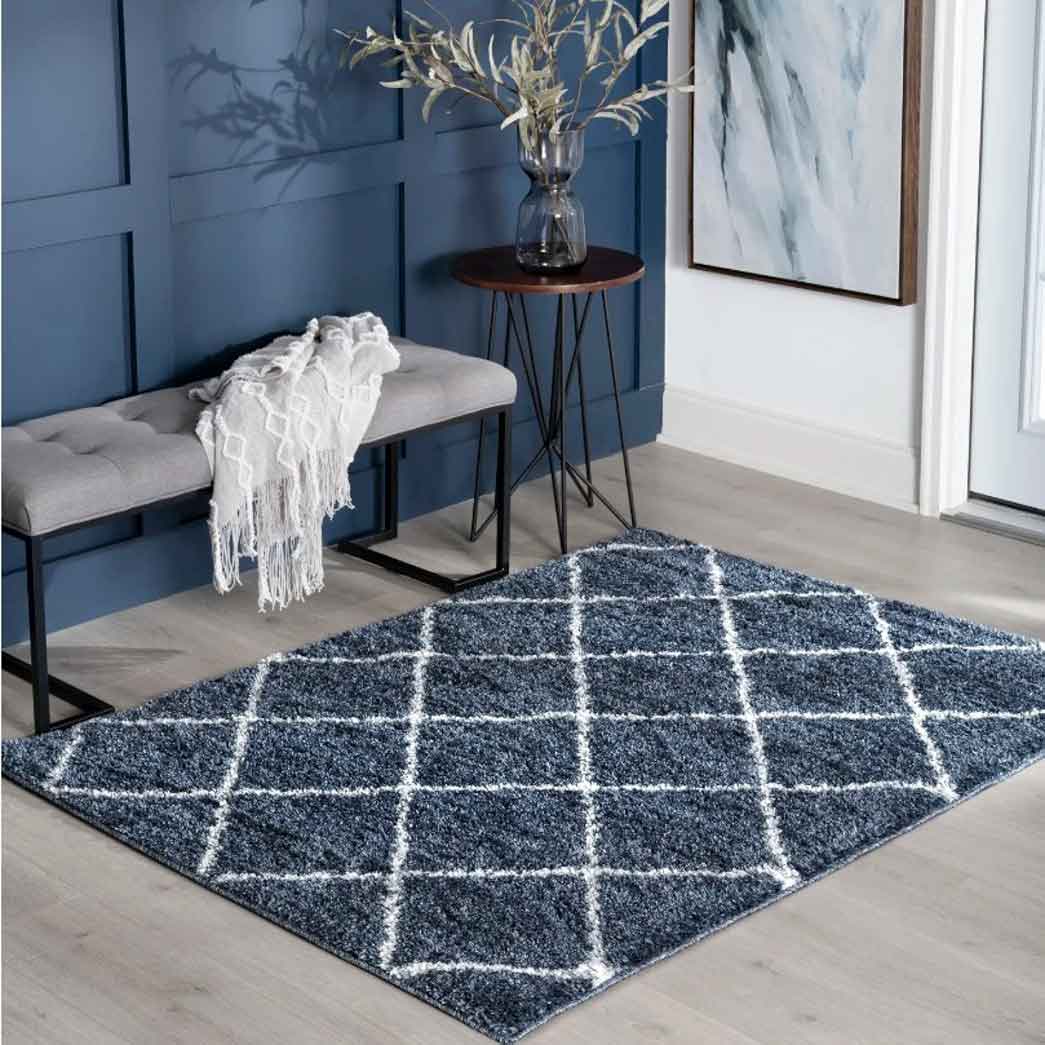 Tyse Area Rugs Atlanta Shag 3'11"x5'3"Blue ATL1006