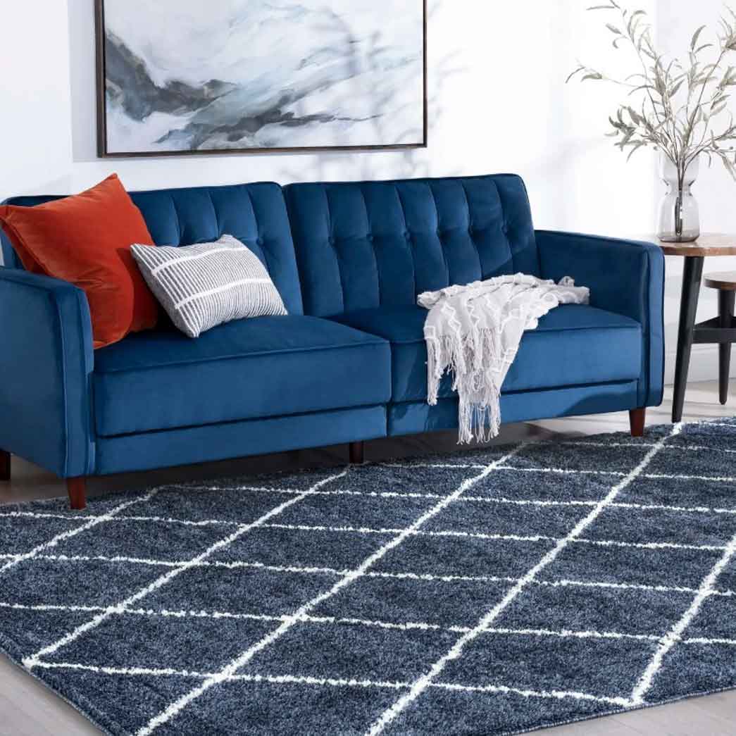 Tyse Area Rugs Atlanta Shag 5'3"x7'3"Blue ATL1006