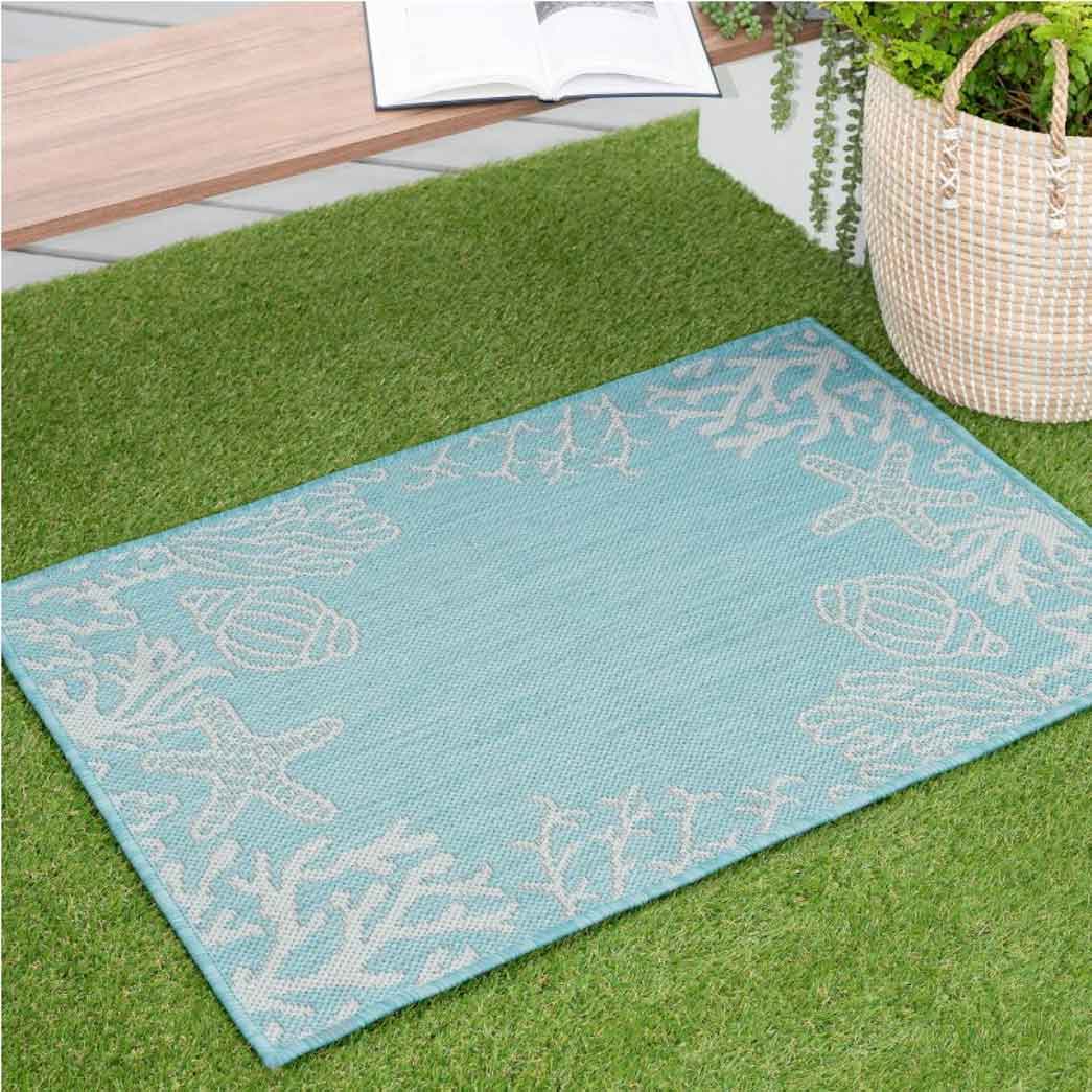 Tyse Area Rugs Eco 2x3' Aqua ECO1506