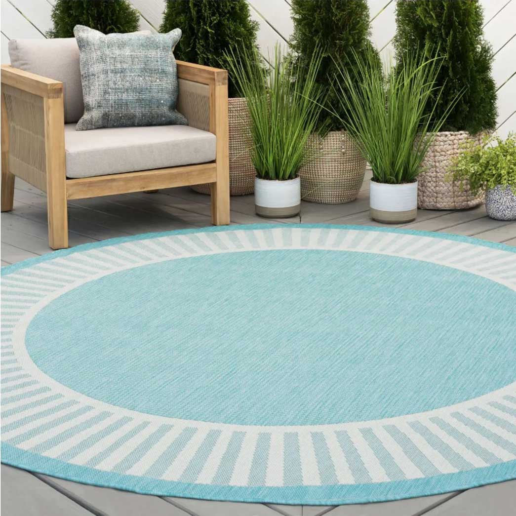 Tyse Area Rugs Eco 5'3" Round Aqua ECO1106