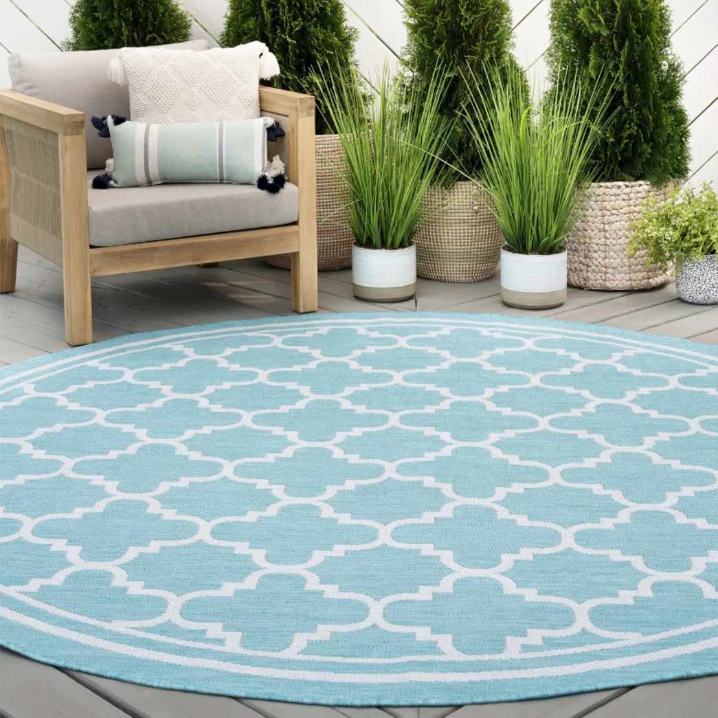 Tyse Area Rugs Eco 5'3" Round Aqua ECO1306