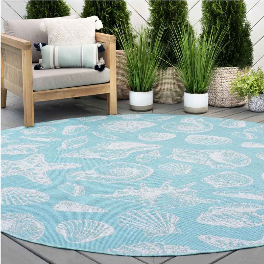 Tyse_Area Rugs Eco 5'3" Round Aqua ECO1406