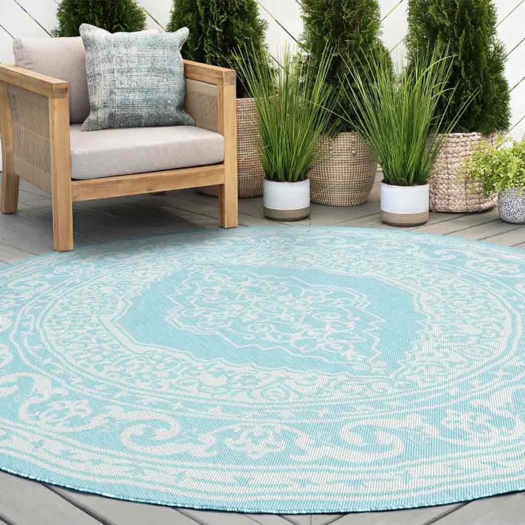 Tyse Area Rugs Eco 5'3" Round Aqua ECO1606