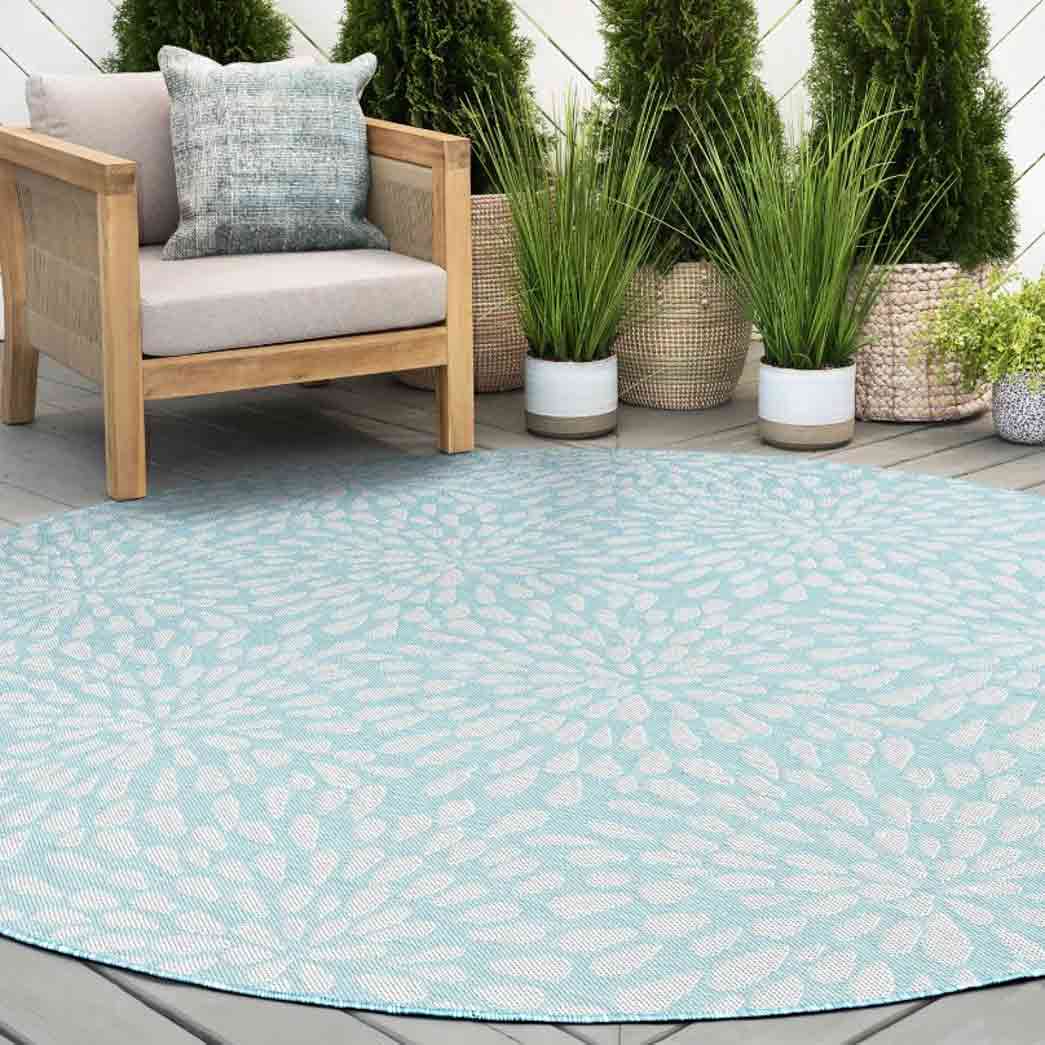 Tyse Area Rugs Eco 5'3" Round Aqua ECO1906