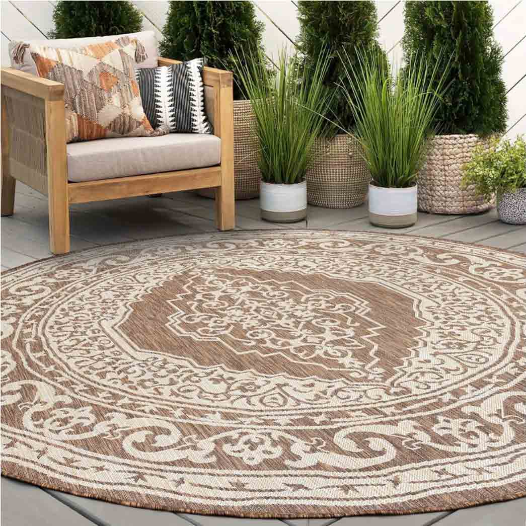 Tyse Area Rugs Eco 5'3" Round Brown ECO1603