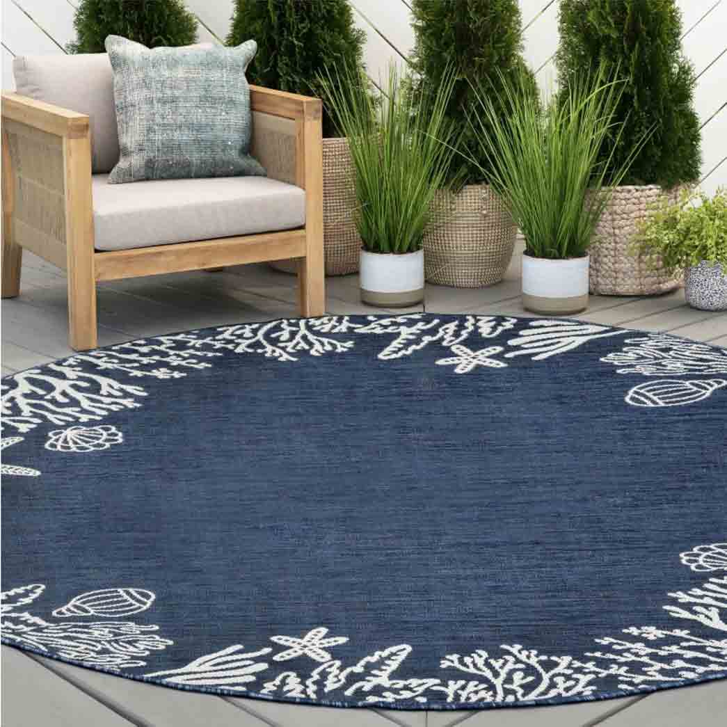 Tyse Area Rugs Eco 5'3" Round Navy ECO1505