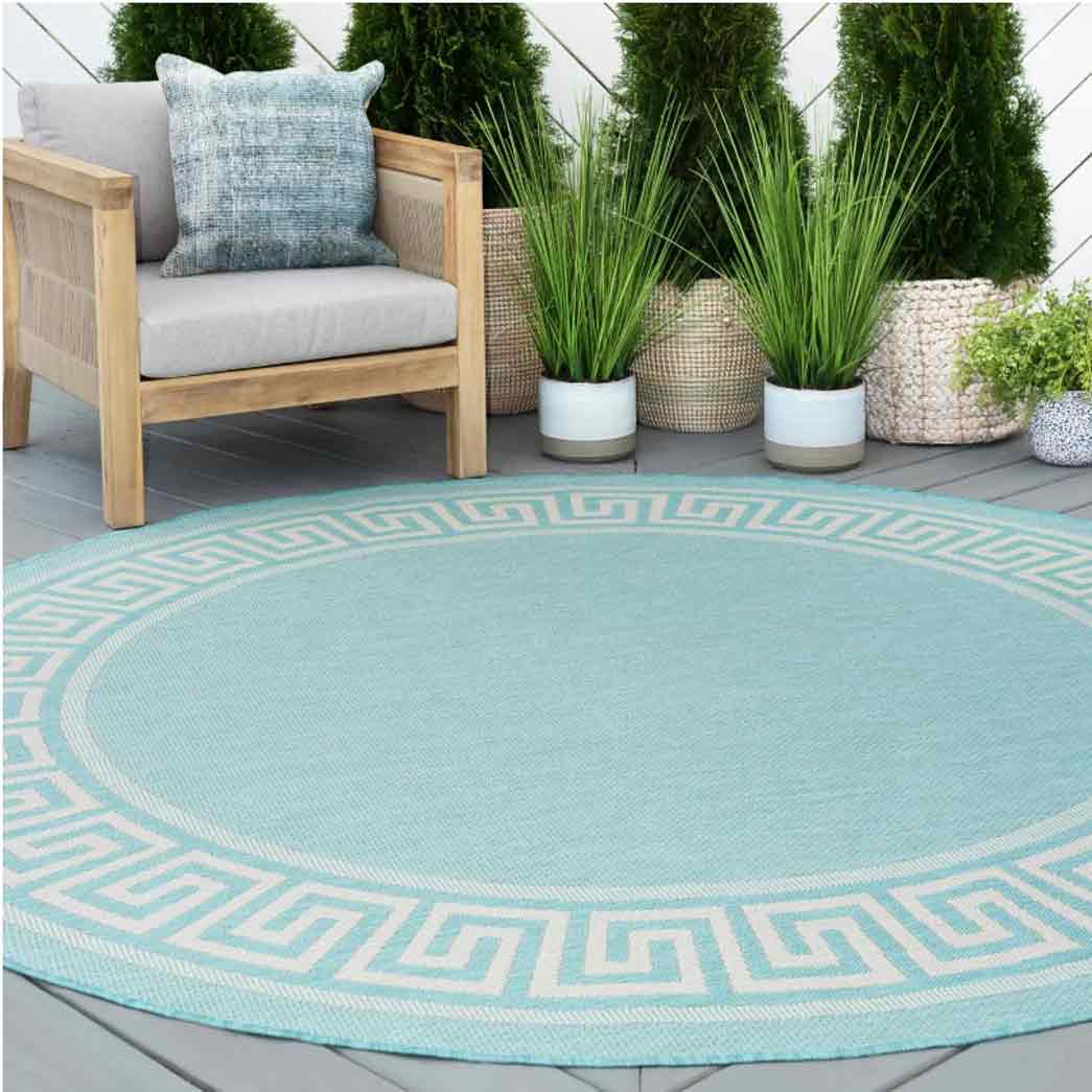 Tyse Area Rugs Eco 7'10" Round Aqua ECO1006