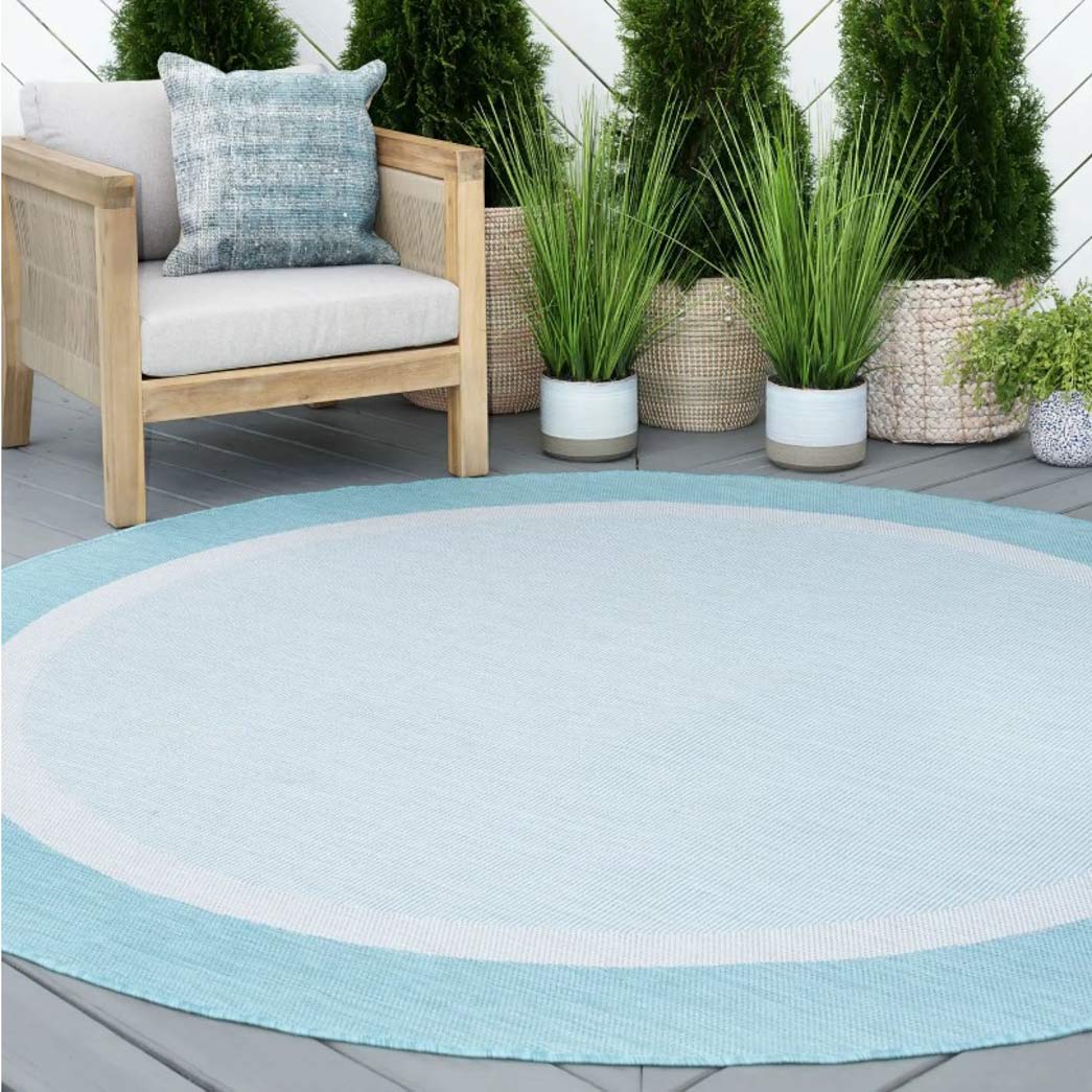 Tyse Area Rugs Eco 7'10" Round Aqua ECO1206