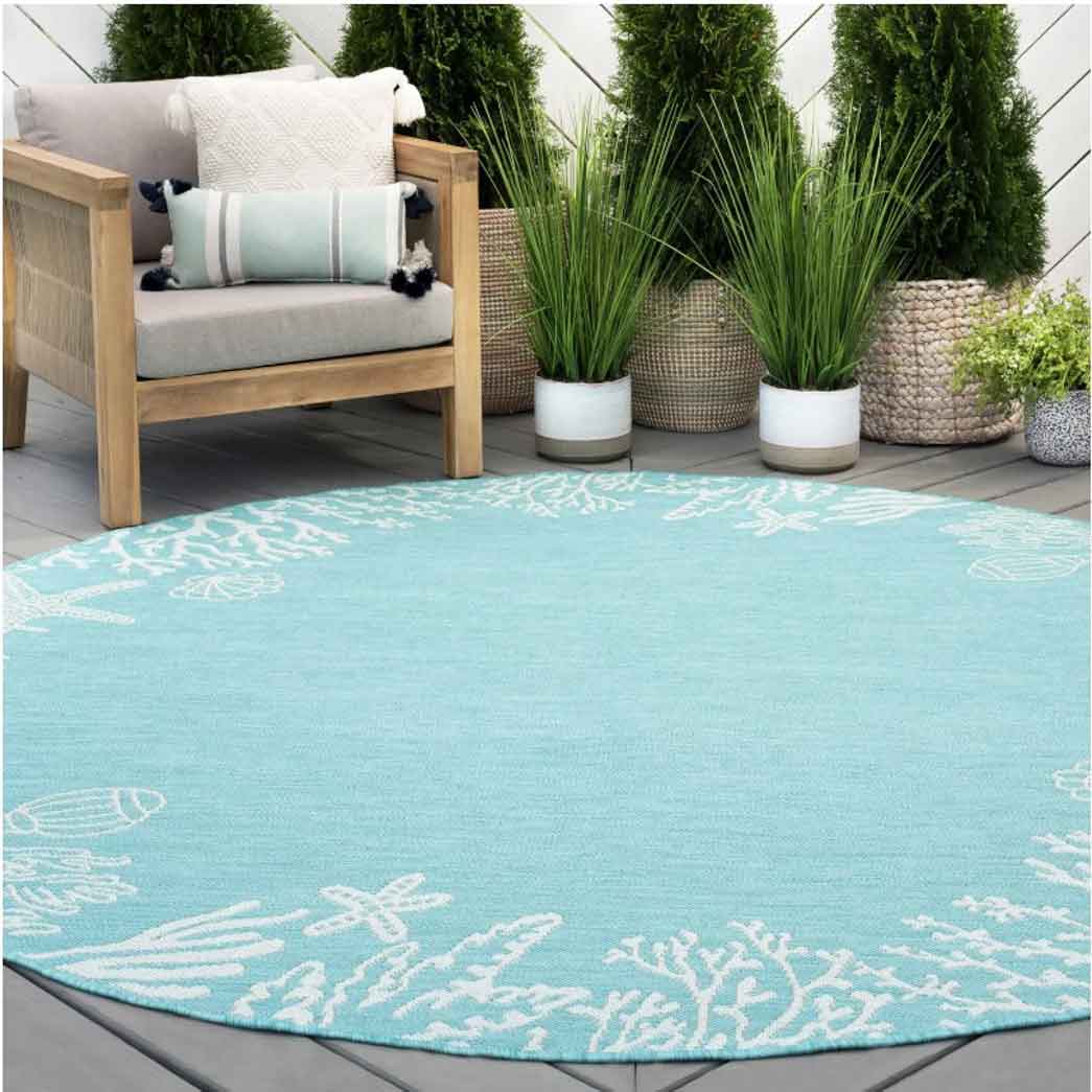 Tyse Area Rugs Eco 7'10" Round Aqua ECO1506