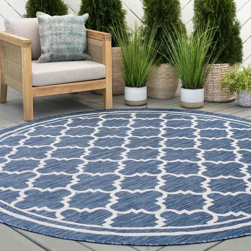 Tyse Area Rugs Eco 7'10" Round Blue ECO1302