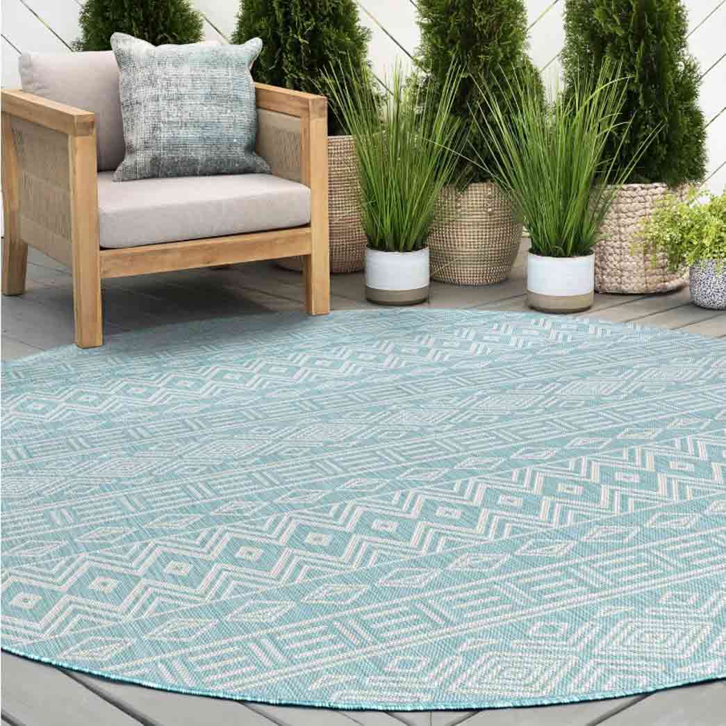 Tyse Area Rugs Eco 7'11" Round Aqua ECO2019