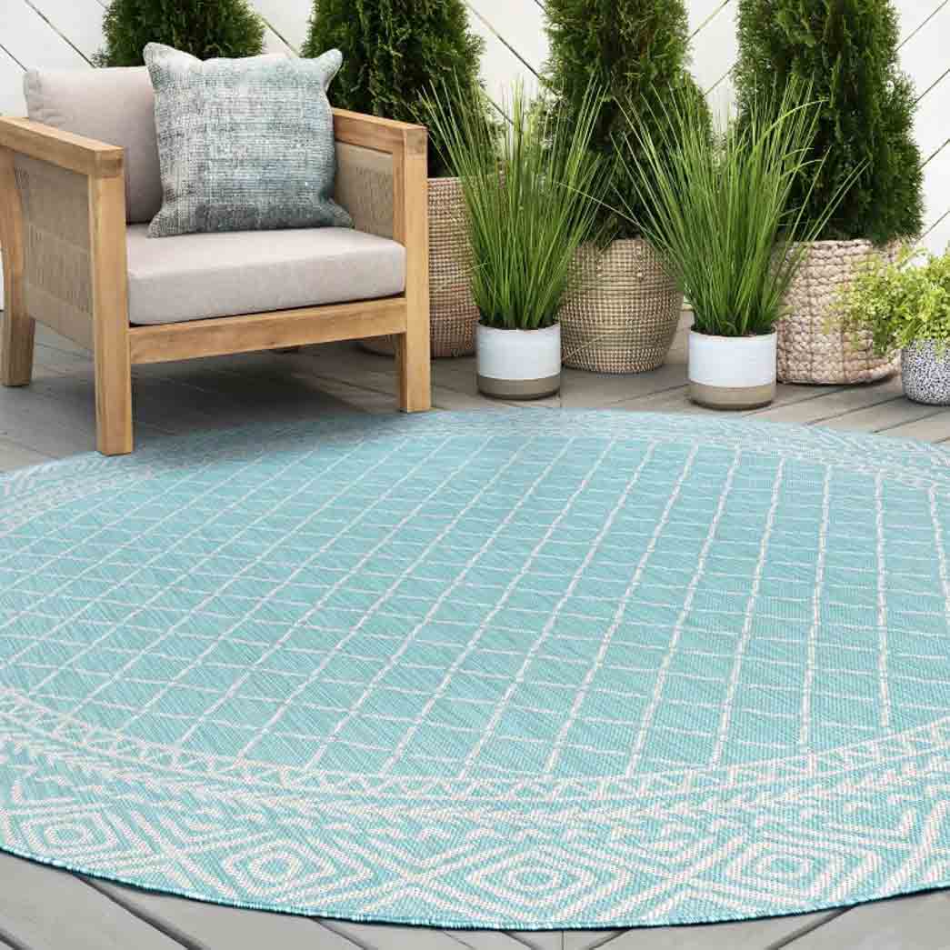 Tyse Area Rugs Eco 7'11" Round Aqua ECO2119