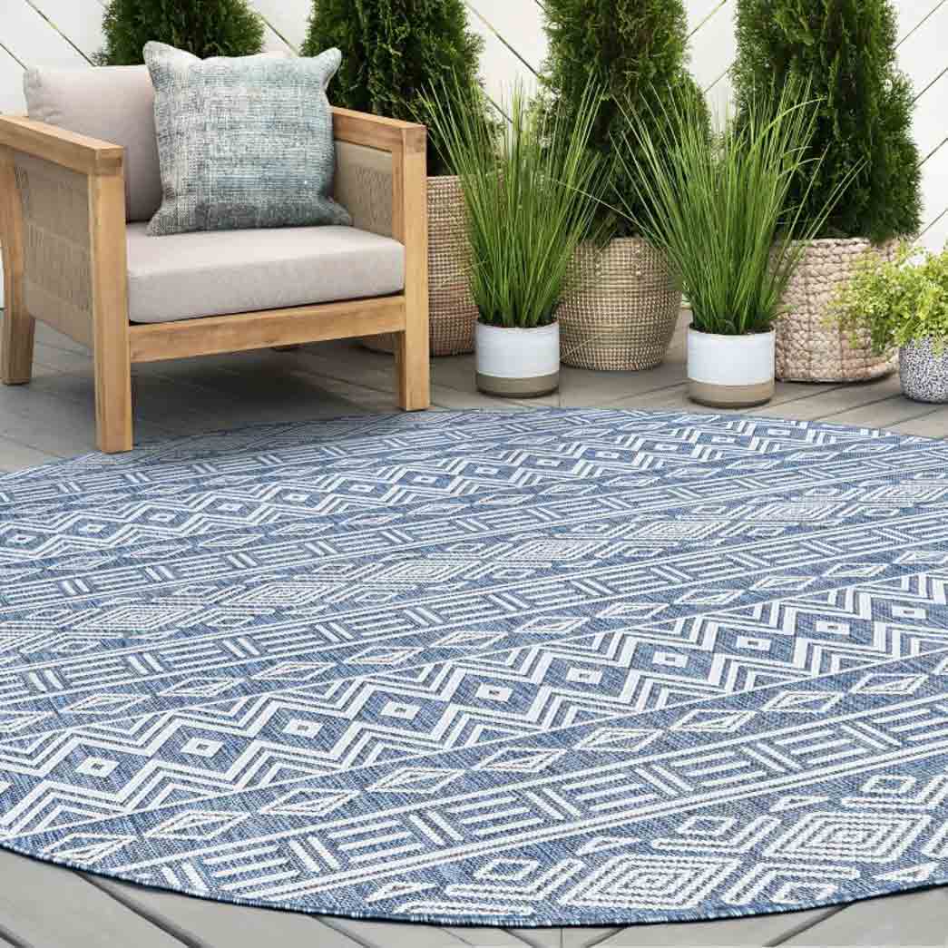 Tyse Area Rugs Eco 7'11" Round Blue ECO2006