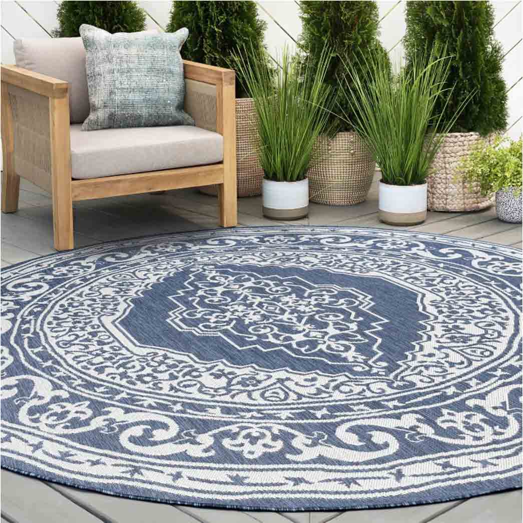 Tyse Area Rugs Eco 7'11" Round Navy ECO1605