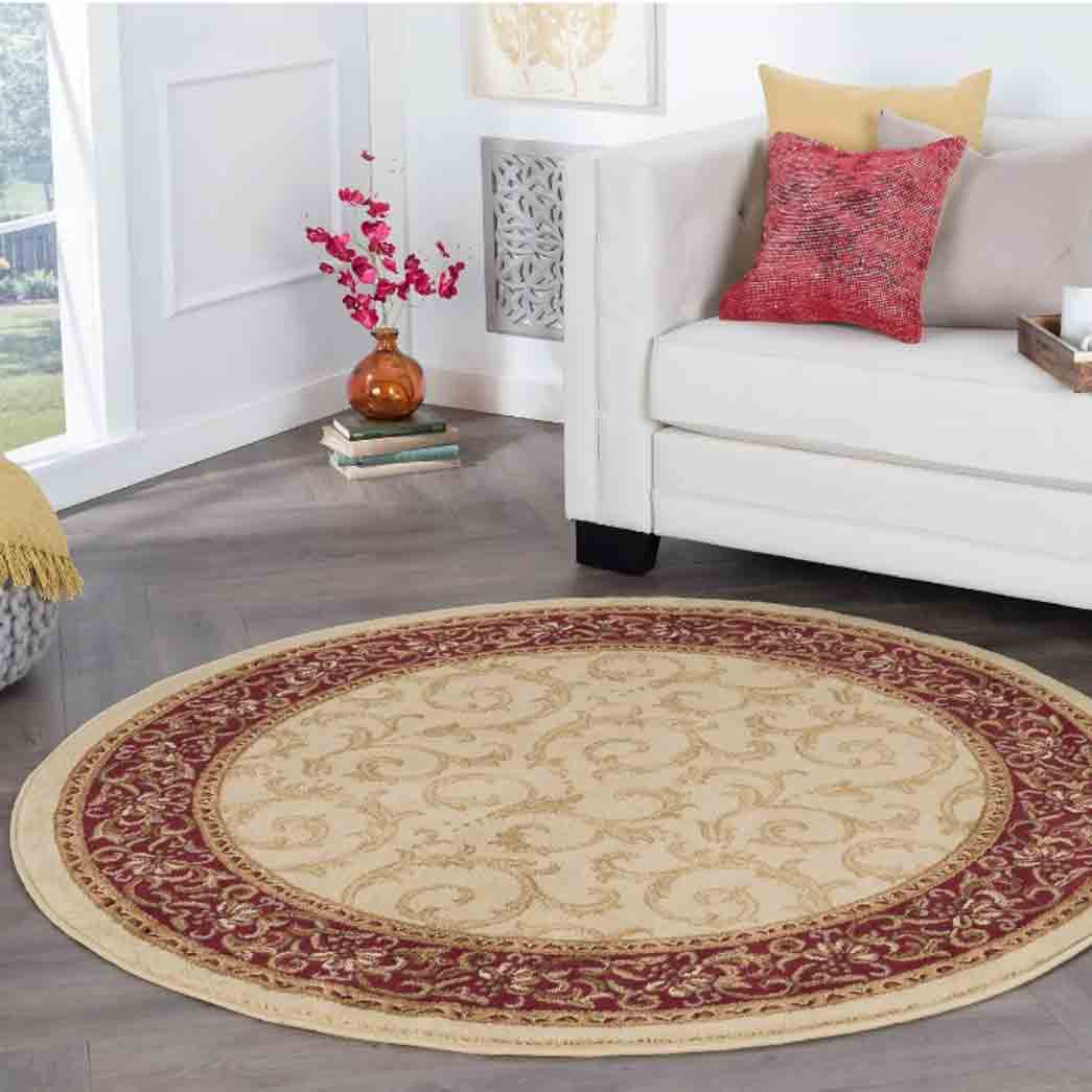 Tyse Area Rugs Elegance 5'3" Round Beige ELG5402