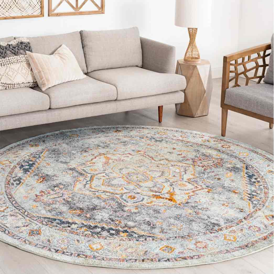 Tyse Area Rugs Wakefield 5'3" Round Gray WFL4109