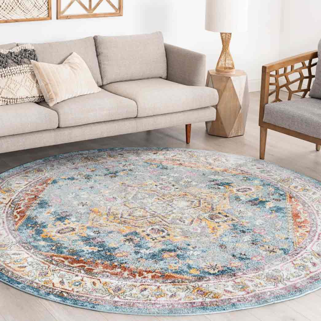 Tyse Area Rugs Wakefield 7'10" Round Denim WFL4127