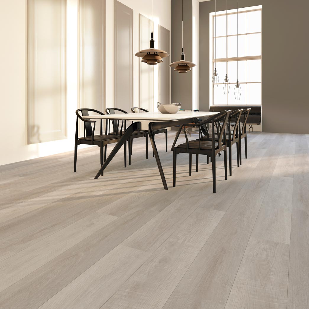 Xulon Flooring Wilshire XF03WI Glascow 6.5mm 20mil EIR Painted Bevel SPC Vinyl Plank Room Scene