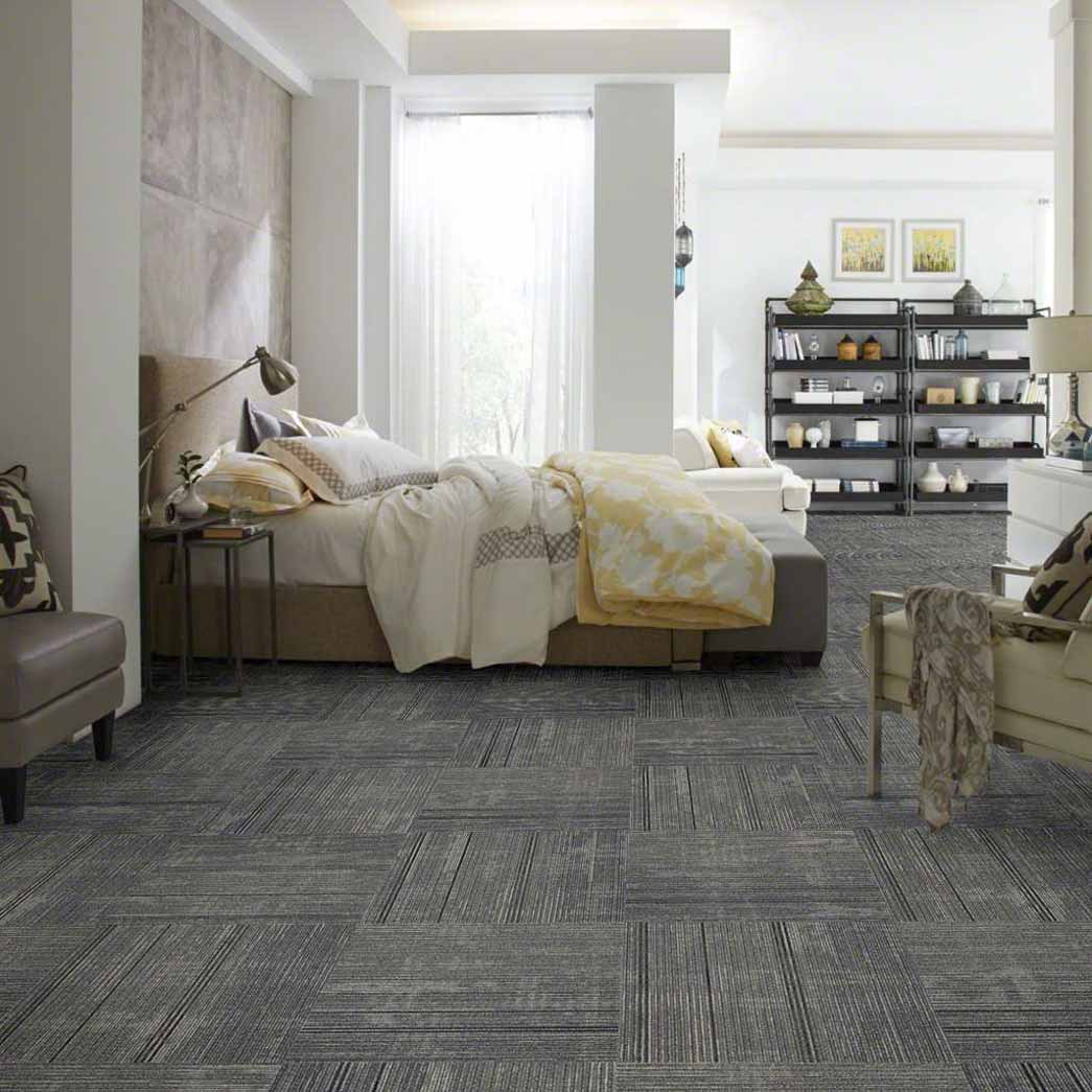 Reverb Commercial Carpet Tiles | 24x24 inch x 1/4 inch Thick | Carton of 18 | Stain Resistant | Striped Carpet Squares | Variety of Colors